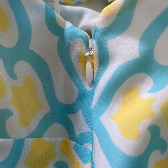 Crown & Ivy Turquoise and Yellow Geometric Midi Dress - Picture 7 of 7